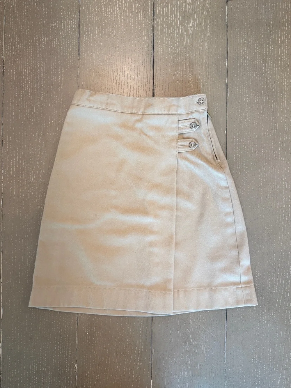 Lands End Girls’ School Uniform Solid A-Line Below the Knee Khaki Skirt • Size 8